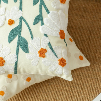 Flower Embroidered Boho Throw Pillow Cover with Pillow 45 x 45 cm