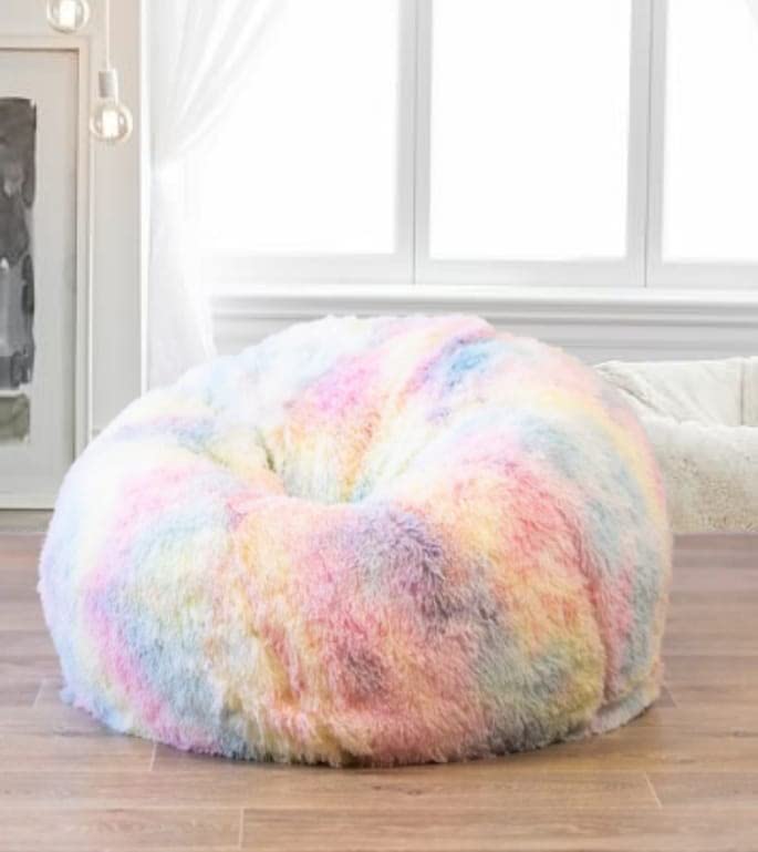 Unicorn color Luxury Soft Faux Rabbit Fur High Quality Bean Bag