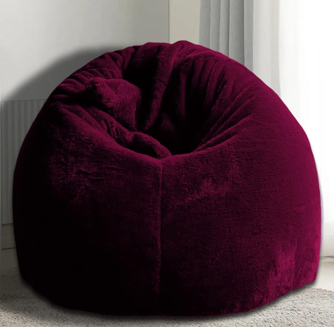 Queenly Maroon Luxury Faux Rabbit Fur High Quality Bean Bag