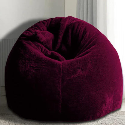 Queenly Maroon Luxury Faux Rabbit Fur High Quality Bean Bag