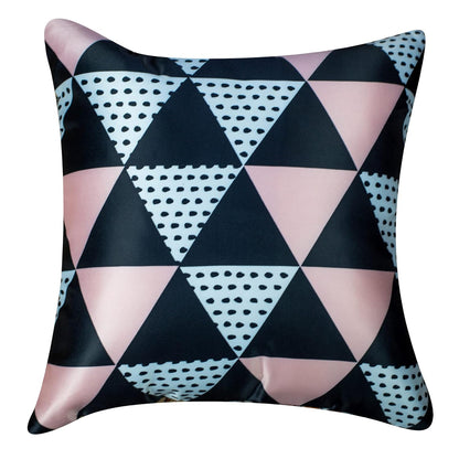 Premium Satin Cushion Cover Set of 5 - Pink/Black - 16 x 16 Inches