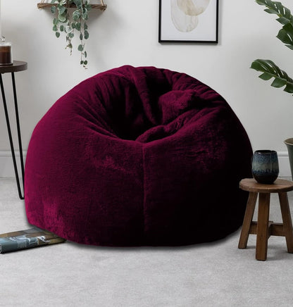 Queenly Maroon Luxury Faux Rabbit Fur High Quality Bean Bag