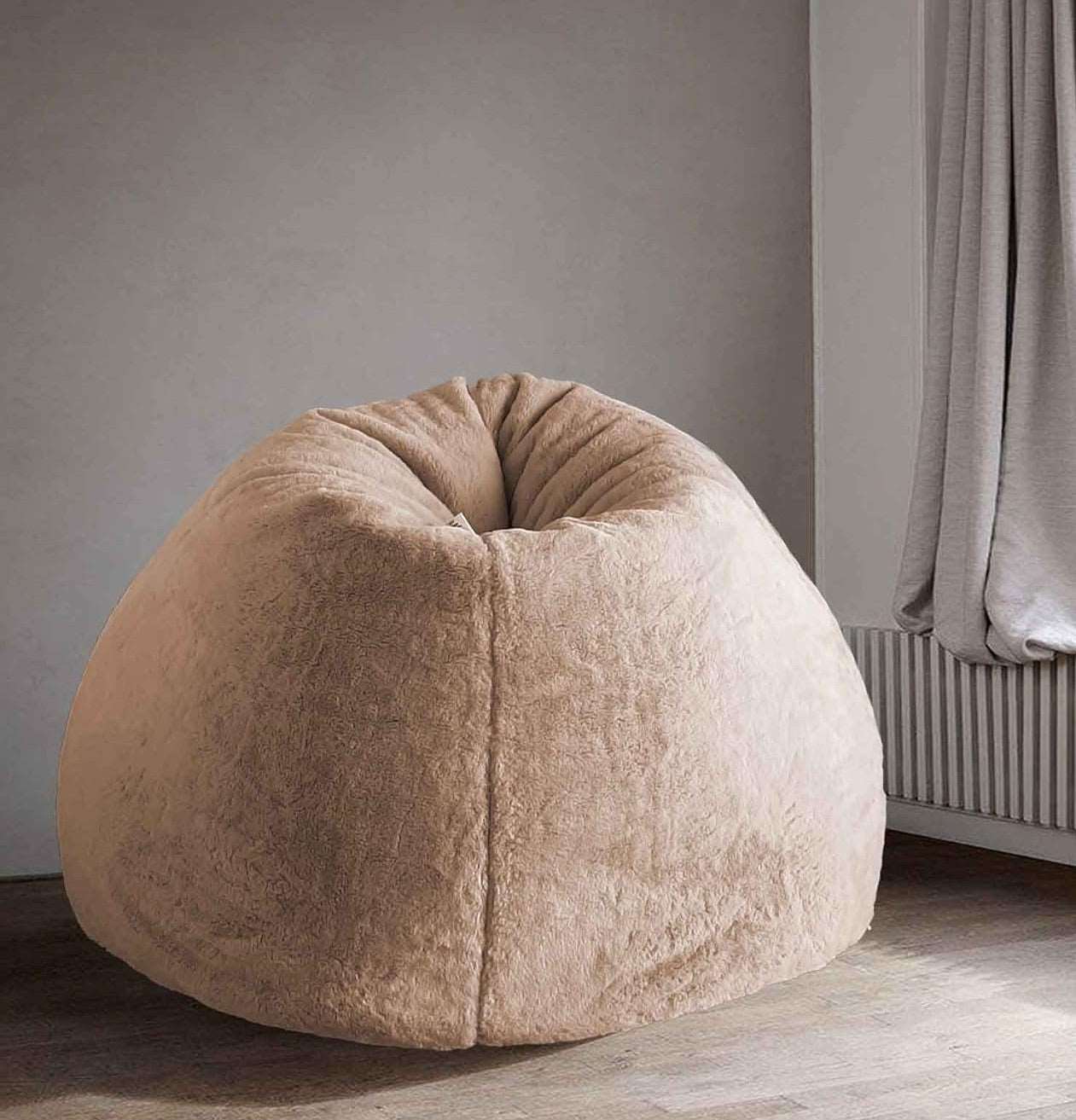 Peachy Beige Luxury High Quality Faux Rabbit Fur Bean Bag