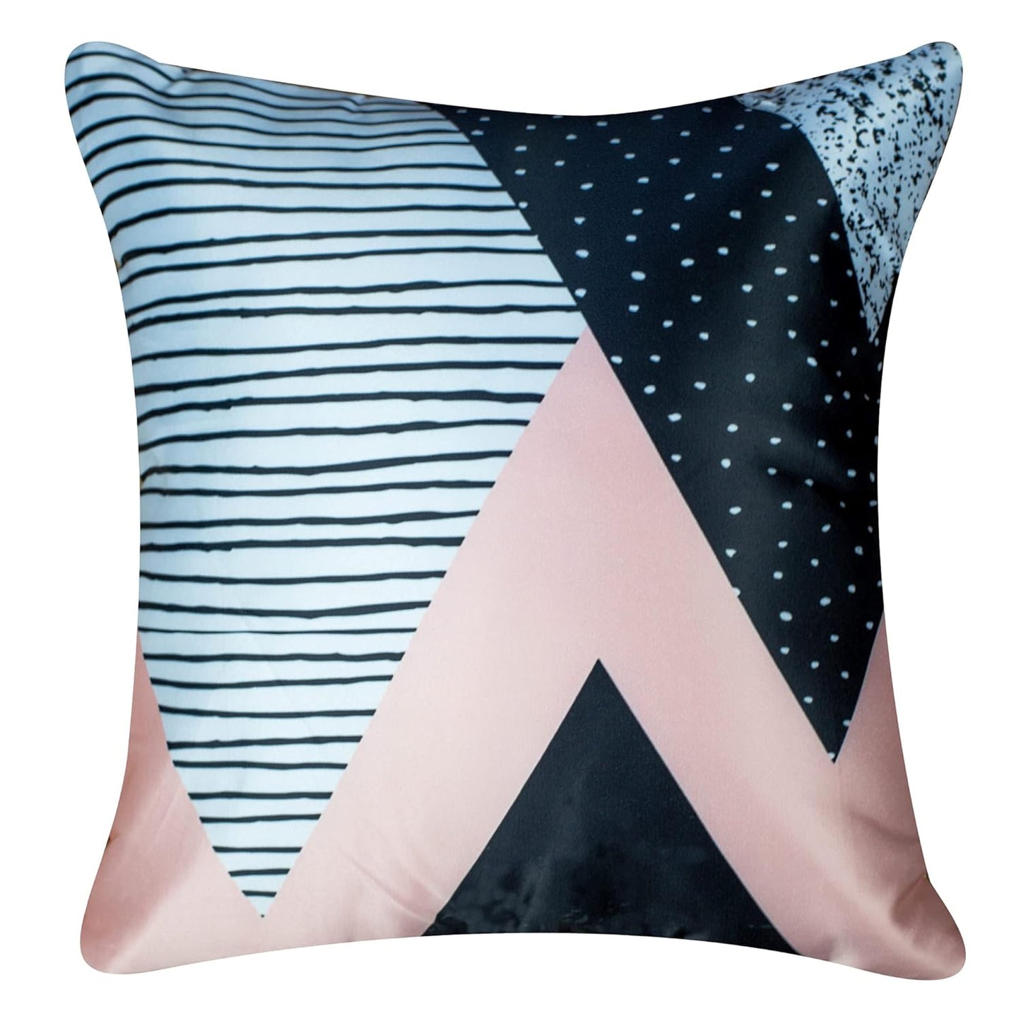 Premium Satin Cushion Cover Set of 5 - Pink/Black - 16 x 16 Inches