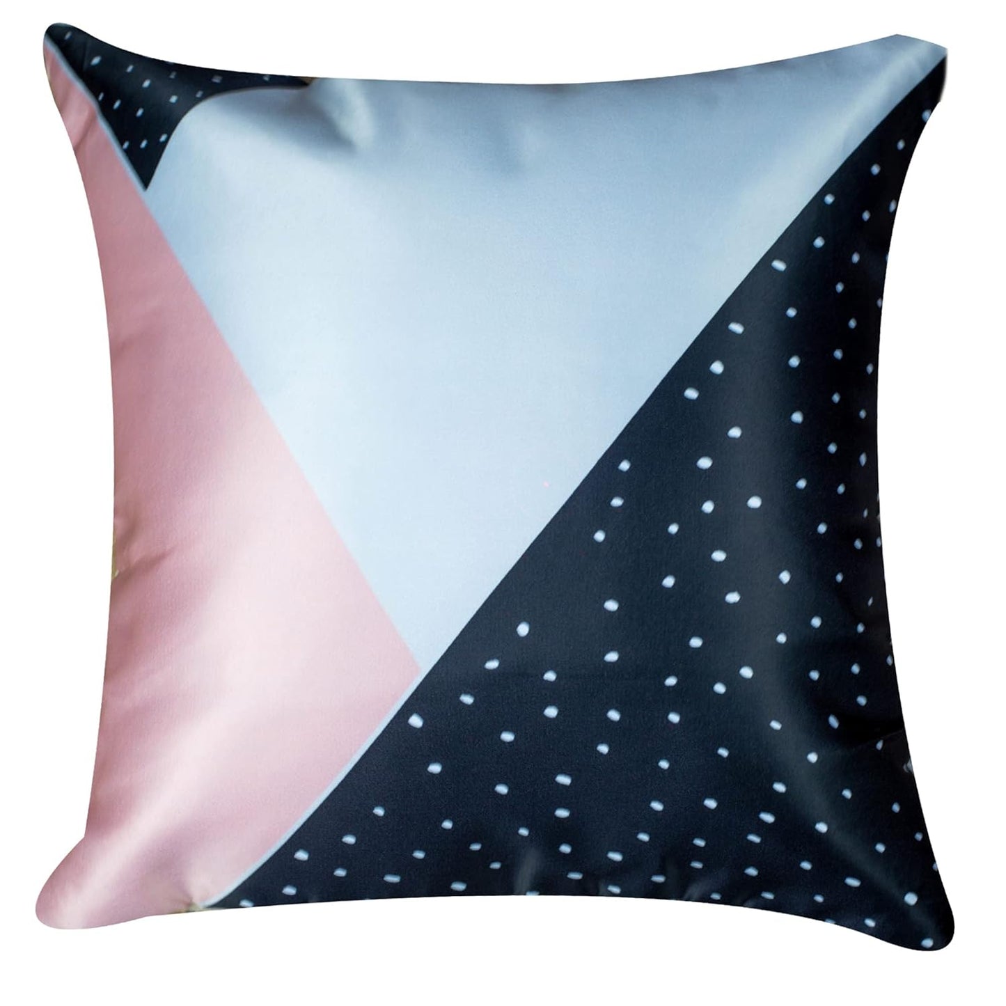 Premium Satin Cushion Cover Set of 5 - Pink/Black - 16 x 16 Inches