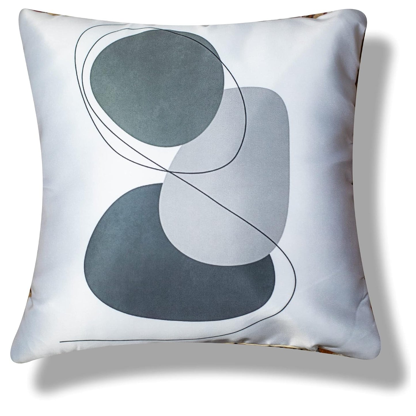 Premium Satin Cushion Cover Set of 5 - Silver Monochrome - 16 x 16 Inches