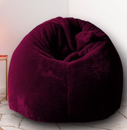 Queenly Maroon Luxury Faux Rabbit Fur High Quality Bean Bag