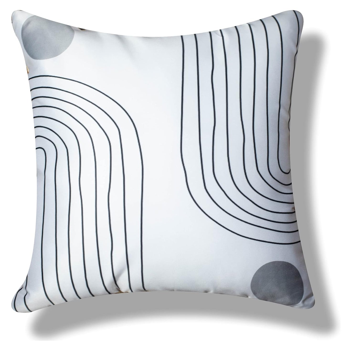 Premium Satin Cushion Cover Set of 5 - Silver Monochrome - 16 x 16 Inches