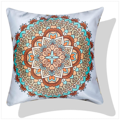 Premium Satin Cushion Cover Set of 5 - Mystic Mandala - 16 x 16 Inches