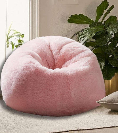 Elegant Luxurious Soft Pink Faux Rabbit Fur High Quality Bean Bag