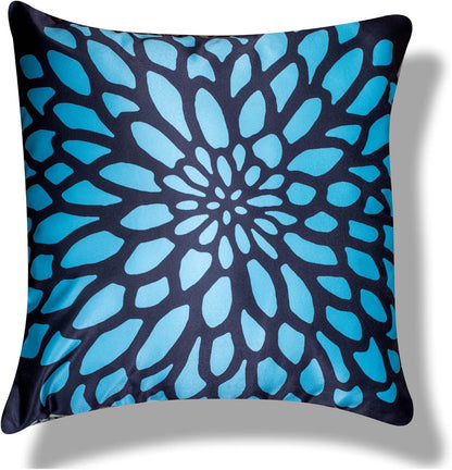 Premium Satin Cushion Cover Set of 5 - Blue Base - 16 x 16 Inches