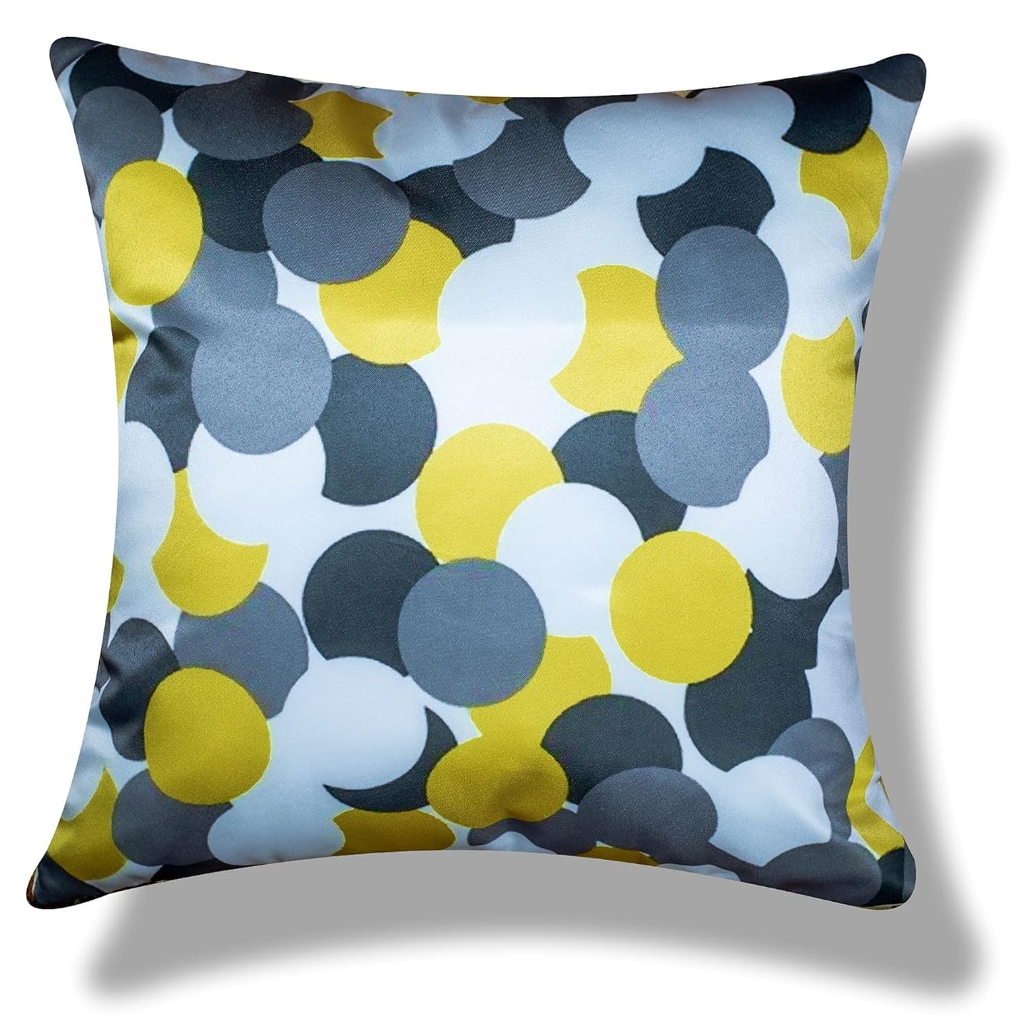 Premium Satin Cushion Cover Set of 5 - Yellow - 16 x 16 Inches