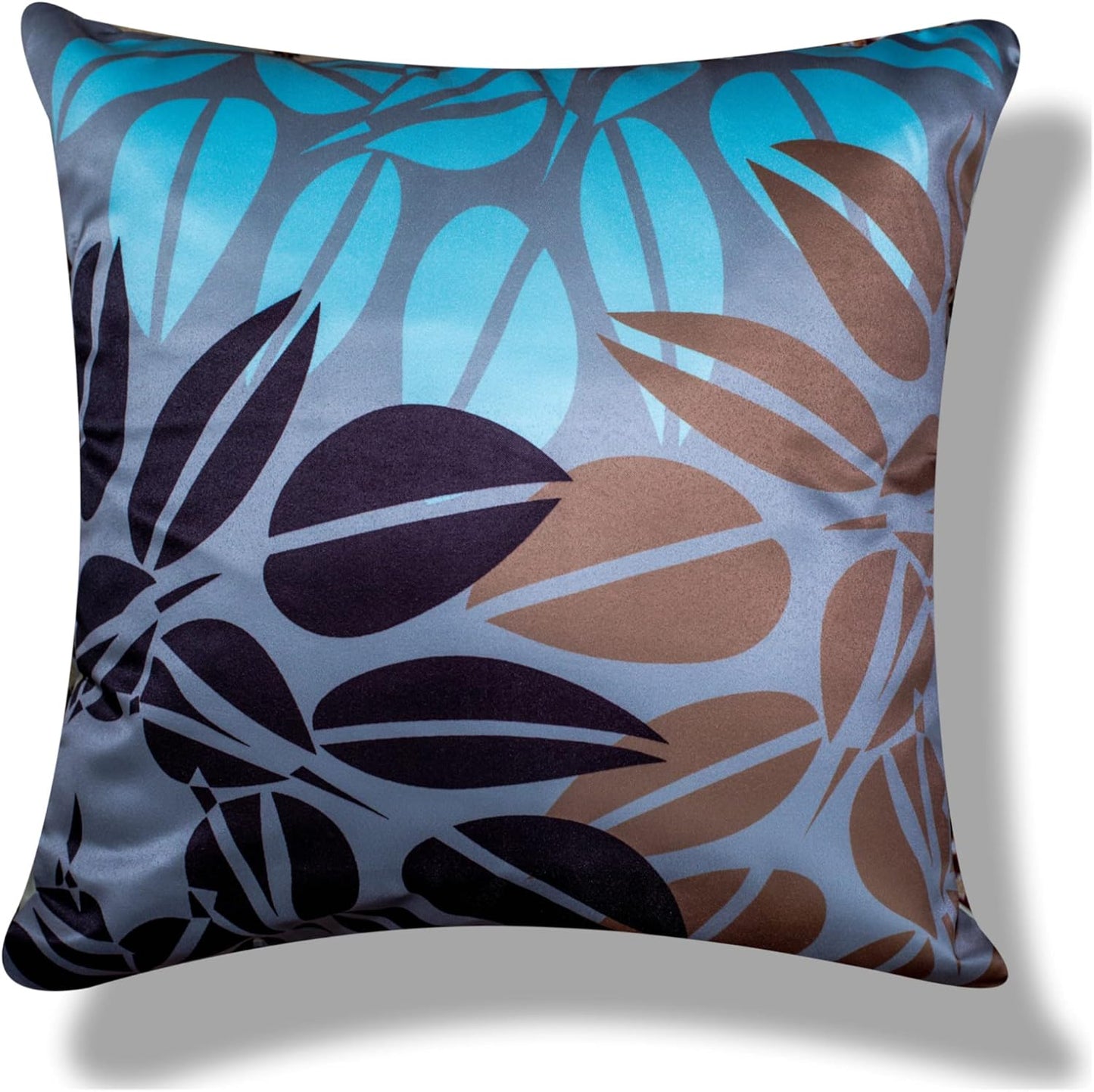 Premium Satin Cushion Cover Set of 5 - Blue Base - 16 x 16 Inches