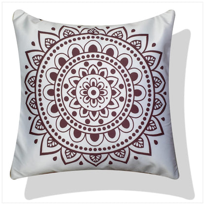 Premium Satin Cushion Cover Set of 5 - Mandala - 16 x 16 Inches