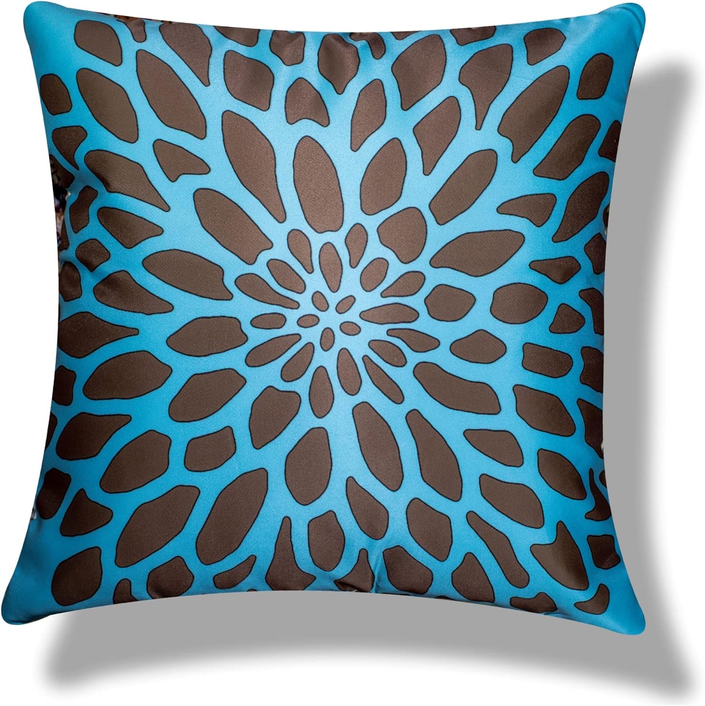 Premium Satin Cushion Cover Set of 5 - Blue Base - 16 x 16 Inches