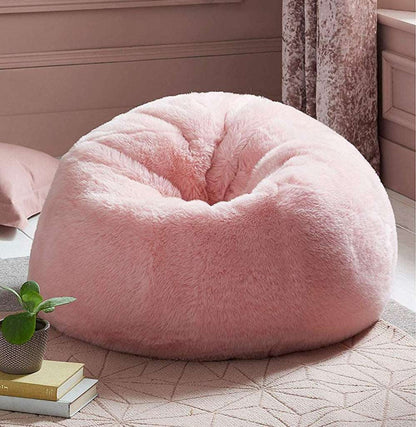 Elegant Luxurious Soft Pink Faux Rabbit Fur High Quality Bean Bag