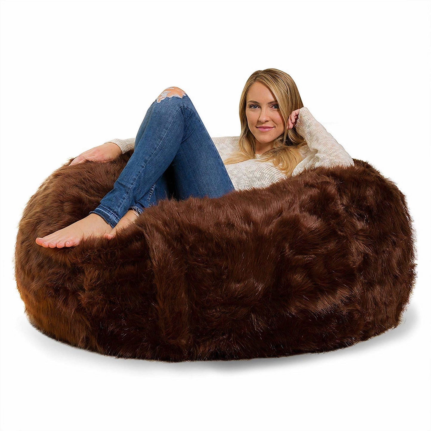 Brown Long Fur Luxury High Quality Bean Bag