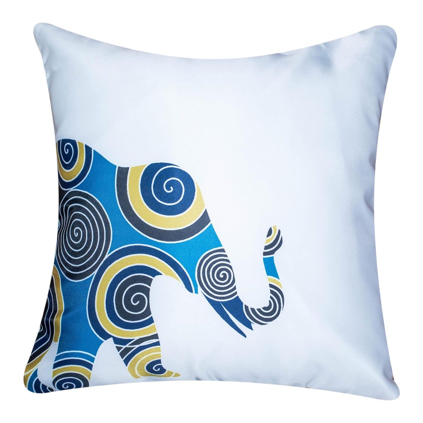 Premium Satin Cushion Cover Set of 5 - Blue/Gold - 16 x 16 Inches