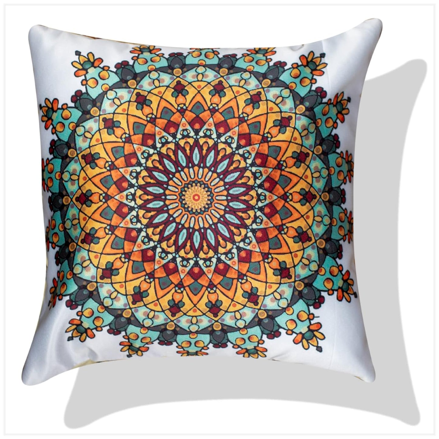 Premium Satin Cushion Cover Set of 5 - Mystic Mandala - 16 x 16 Inches