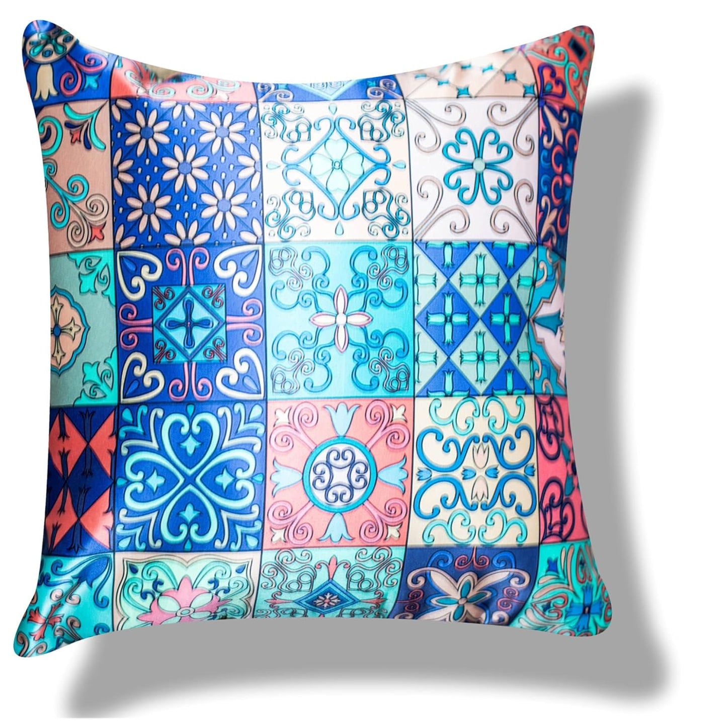 Premium Satin Cushion Cover Set of 5 - Mandala - 16 x 16 Inches