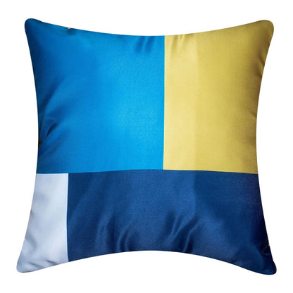 Premium Satin Cushion Cover Set of 5 - Blue/Gold - 16 x 16 Inches