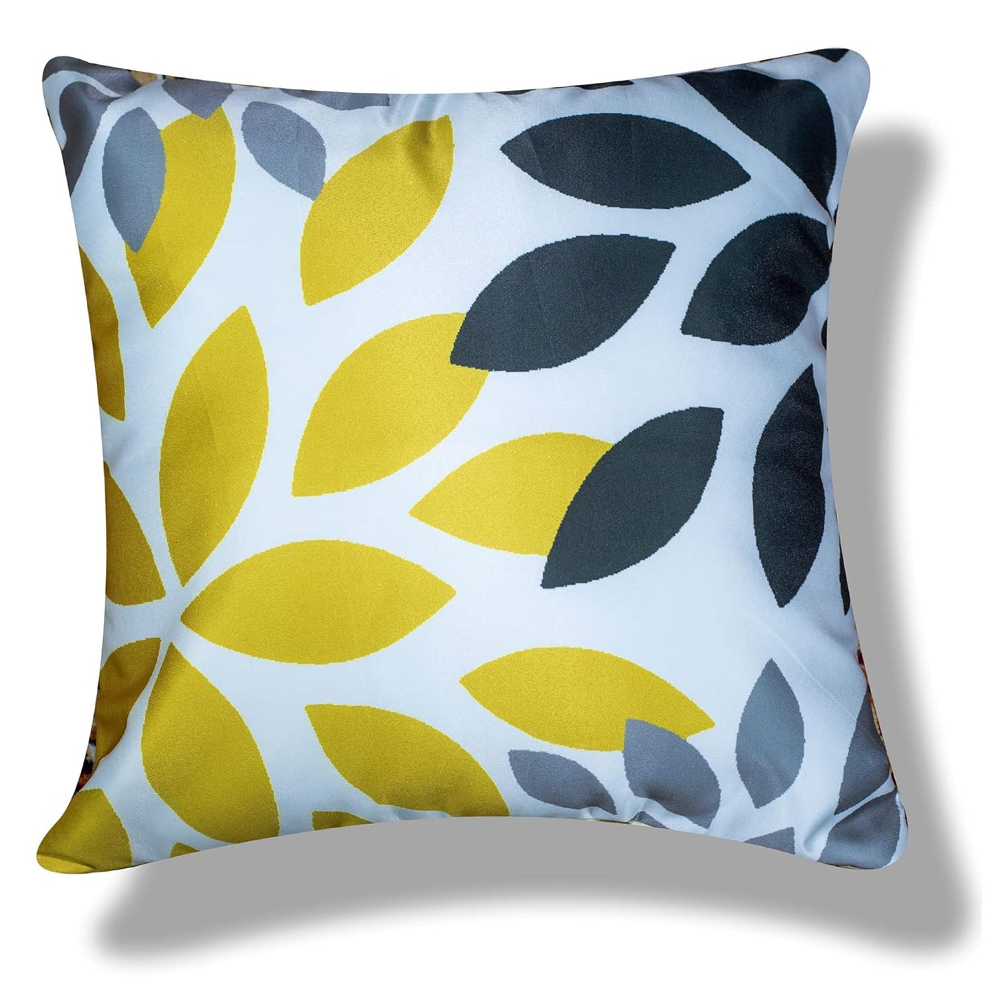 Premium Satin Cushion Cover Set of 5 - Yellow - 16 x 16 Inches