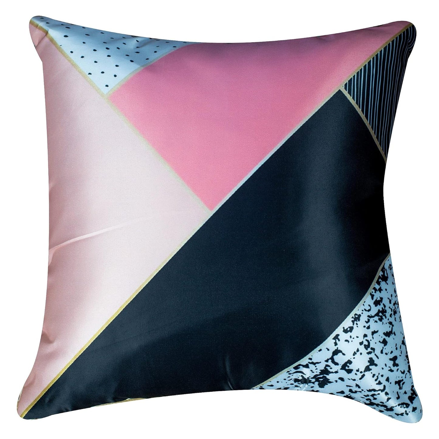 Premium Satin Cushion Cover Set of 5 - Pink/Black - 16 x 16 Inches