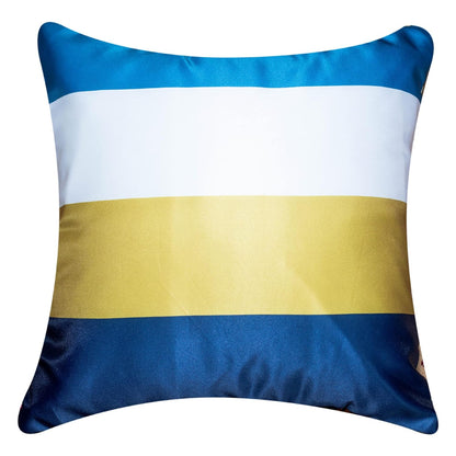 Premium Satin Cushion Cover Set of 5 - Blue/Gold - 16 x 16 Inches