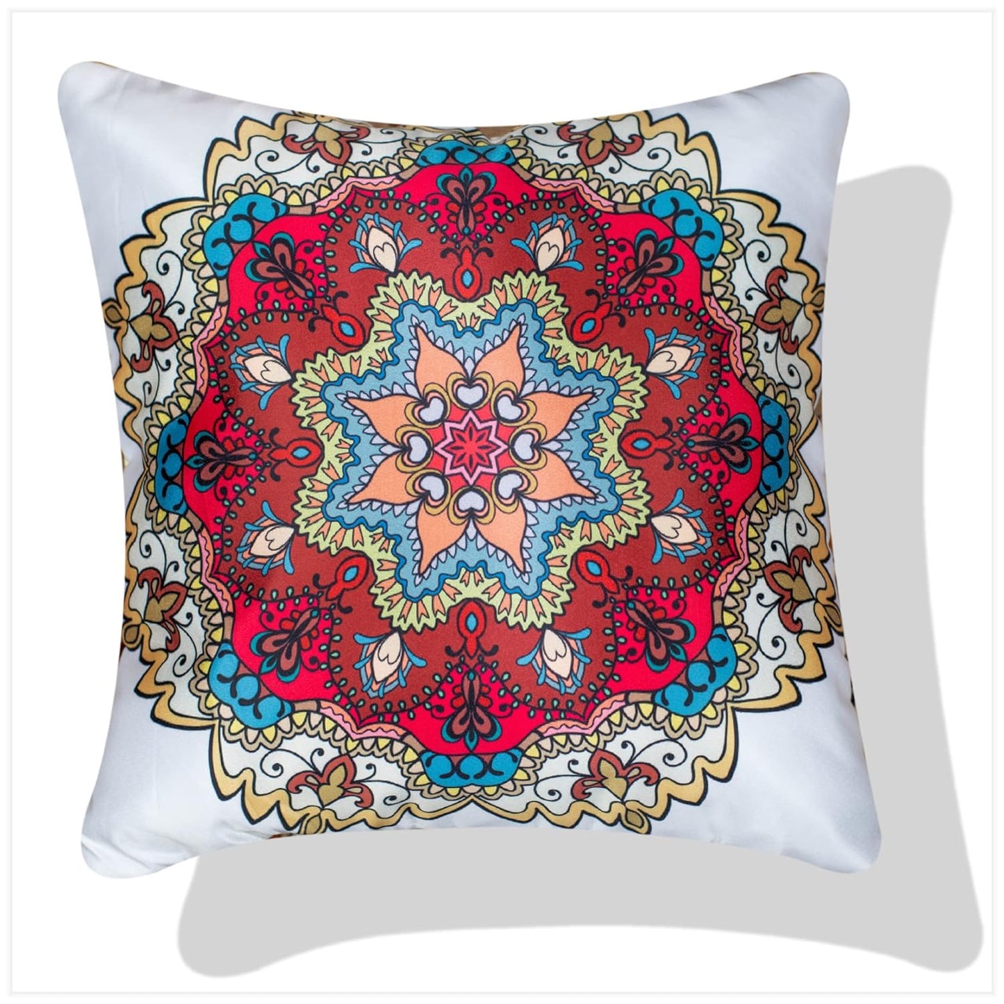 Premium Satin Cushion Cover Set of 5 - Mystic Mandala - 16 x 16 Inches