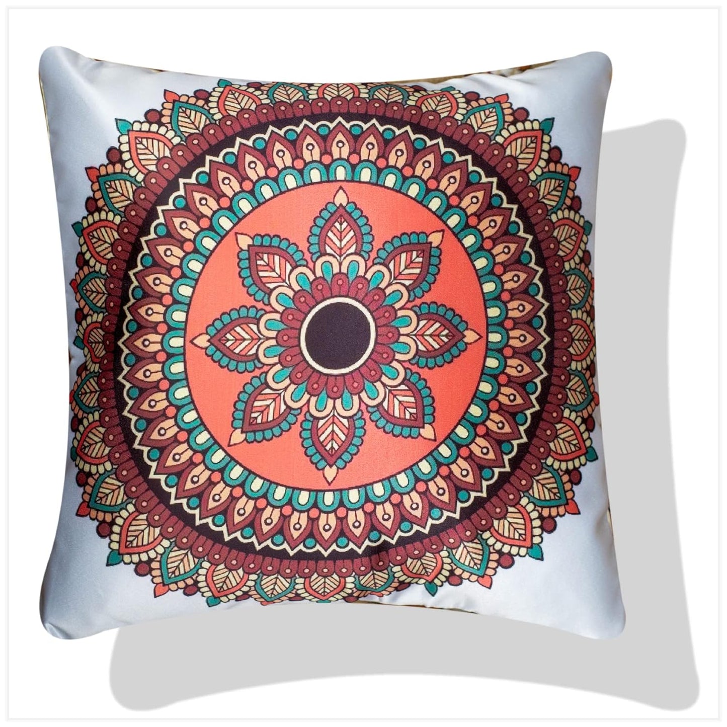 Premium Satin Cushion Cover Set of 5 - Mystic Mandala - 16 x 16 Inches