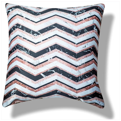 Premium Satin Cushion Cover Set of 5 - Peach Black - 16 x 16 Inches