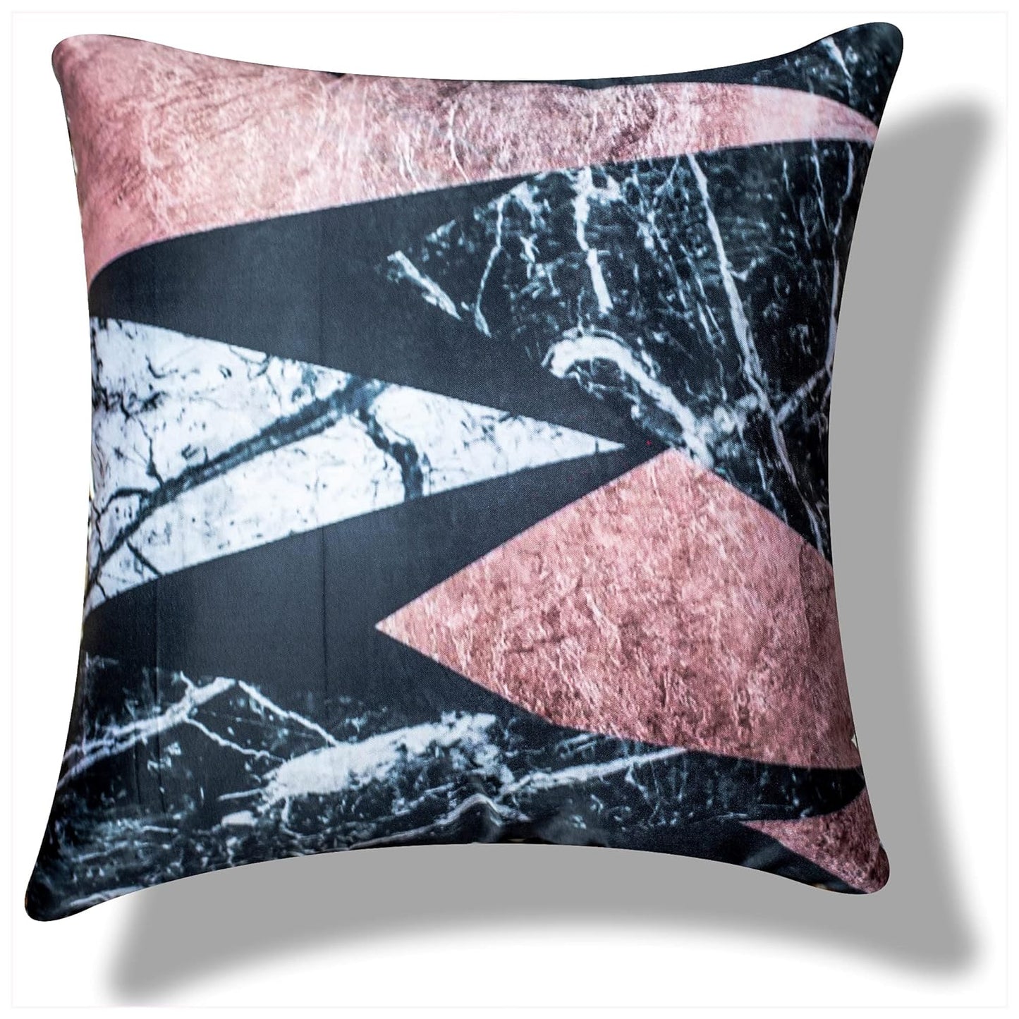 Premium Satin Cushion Cover Set of 5 - Peach Black - 16 x 16 Inches