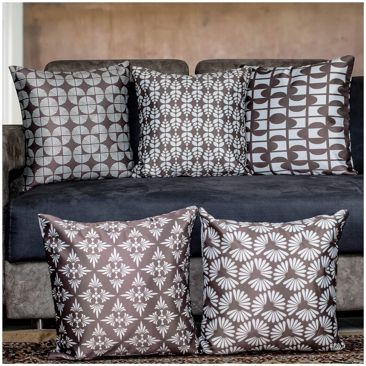 Premium Satin Cushion Cover Set of 5 - Cedar - 16 x 16 Inches