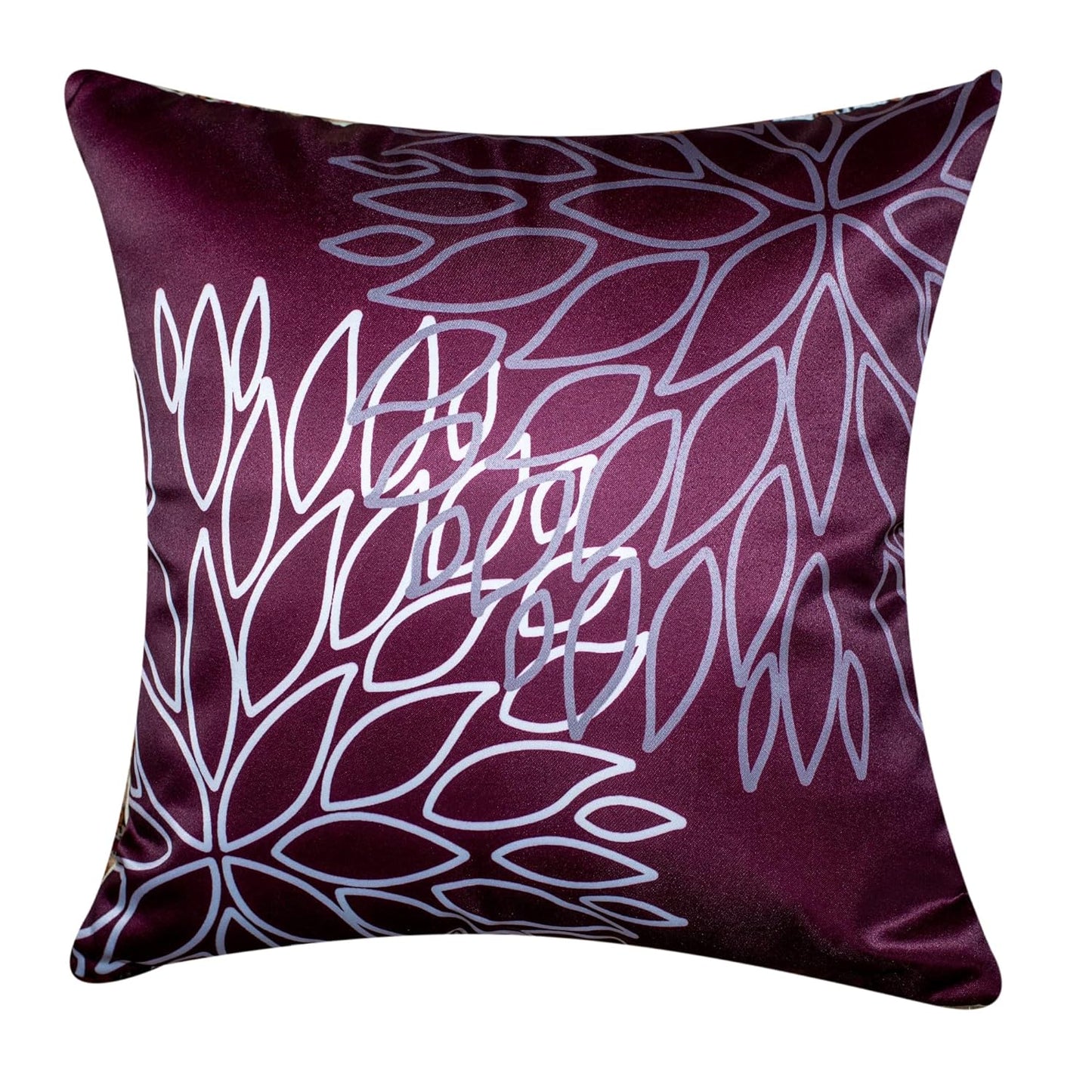 Premium Satin Cushion Cover Set of 5 - Mohagony - 16 x 16 Inches