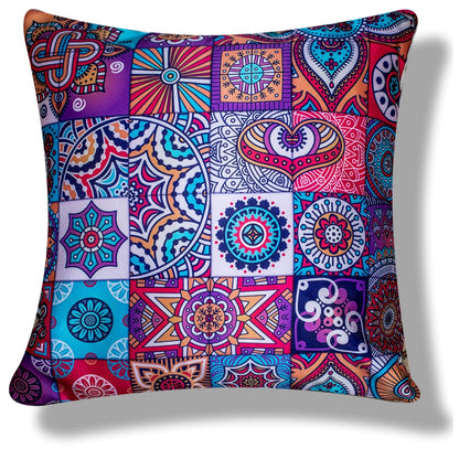 Premium Satin Cushion Cover Set of 5 - Multicolor - 16 x 16 Inches