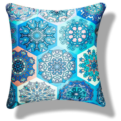 Premium Satin Cushion Cover Set of 5 - Mandala - 16 x 16 Inches