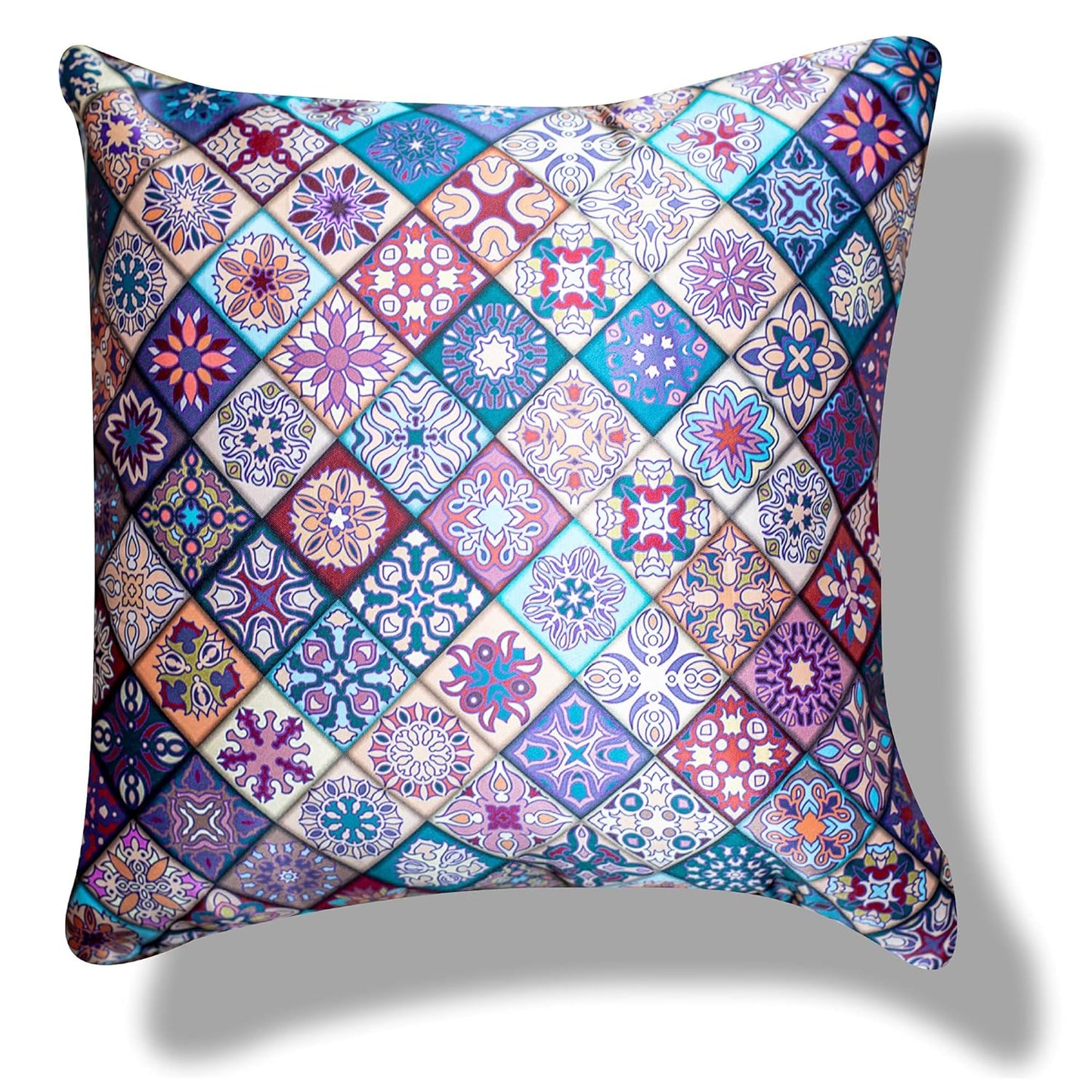 Premium Satin Cushion Cover Set of 5 - Mandala - 16 x 16 Inches