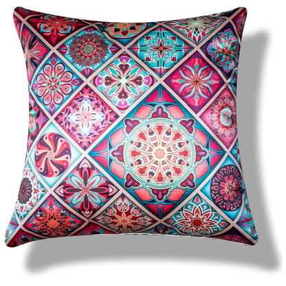 Premium Satin Cushion Cover Set of 5 - Mandala - 16 x 16 Inches