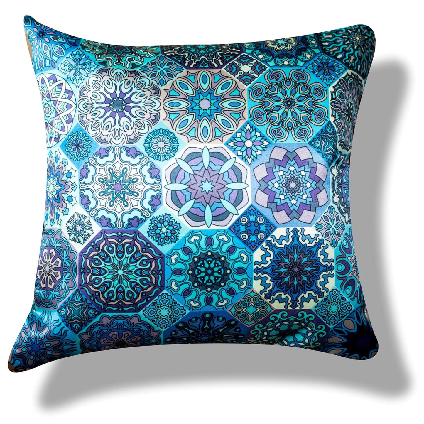 Premium Satin Cushion Cover Set of 5 - Mandala - 16 x 16 Inches