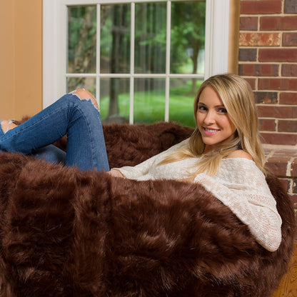 Luxury Brown Faux Fur Bean Bag for adult | XXXL size High Quality Bean Bag Chair