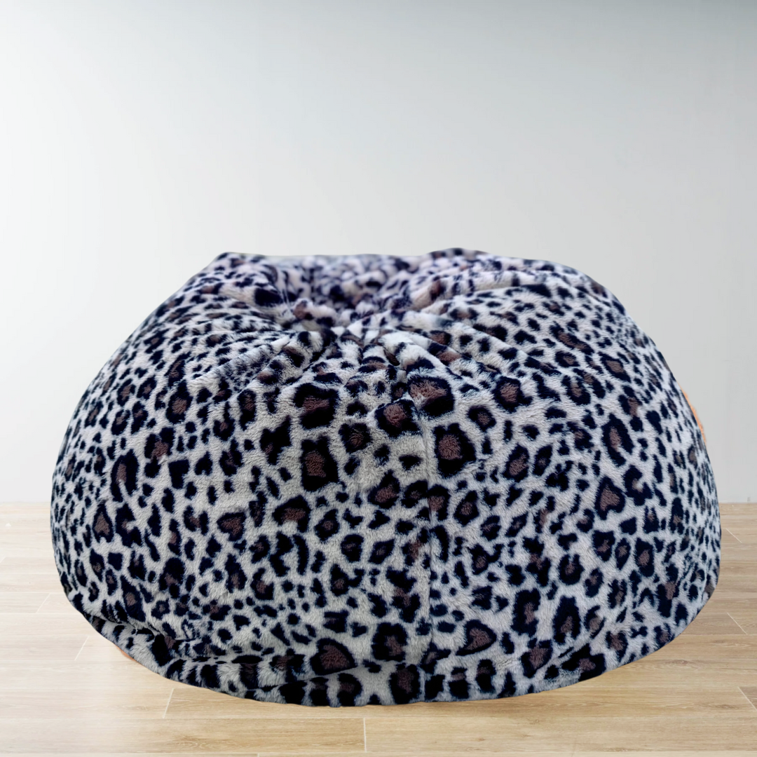 Luxury BeanBag for Adults, Animal Faux Fur Handmade Bean Bag | Black Panther print 100 cm XXXL size