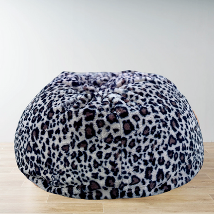 Luxury BeanBag for Adults, Animal Faux Fur Handmade Bean Bag | Black Panther print 100 cm XXXL size