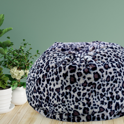 Luxury BeanBag for Adults, Animal Faux Fur Handmade Bean Bag | Black Panther print 100 cm XXXL size