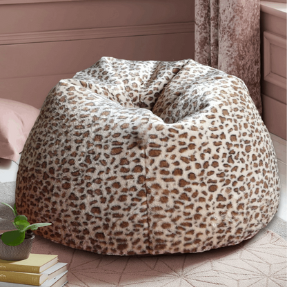 Snow Leopard Print Faux Animal Fur Luxury High Quality Bean Bag