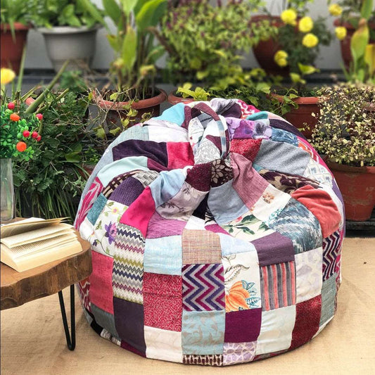 FLAMINGO BLUSH - Unique Artistic Patchwork Bean Bag