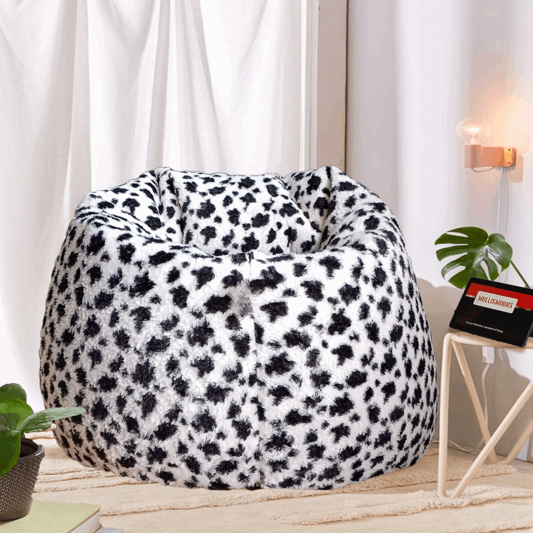 Black & White Dalmatian Animal Faux Fur Luxury High Quality Bean Bag