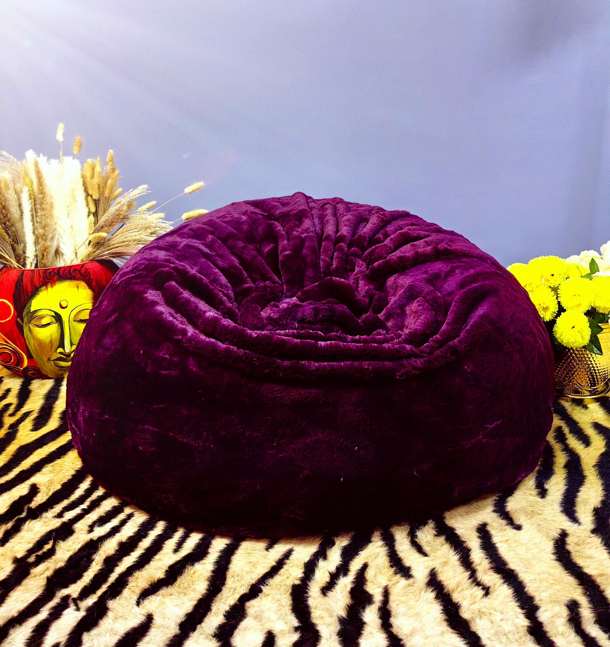 Purple Heavy Luxury Faux Fur High Quality Bean Bag