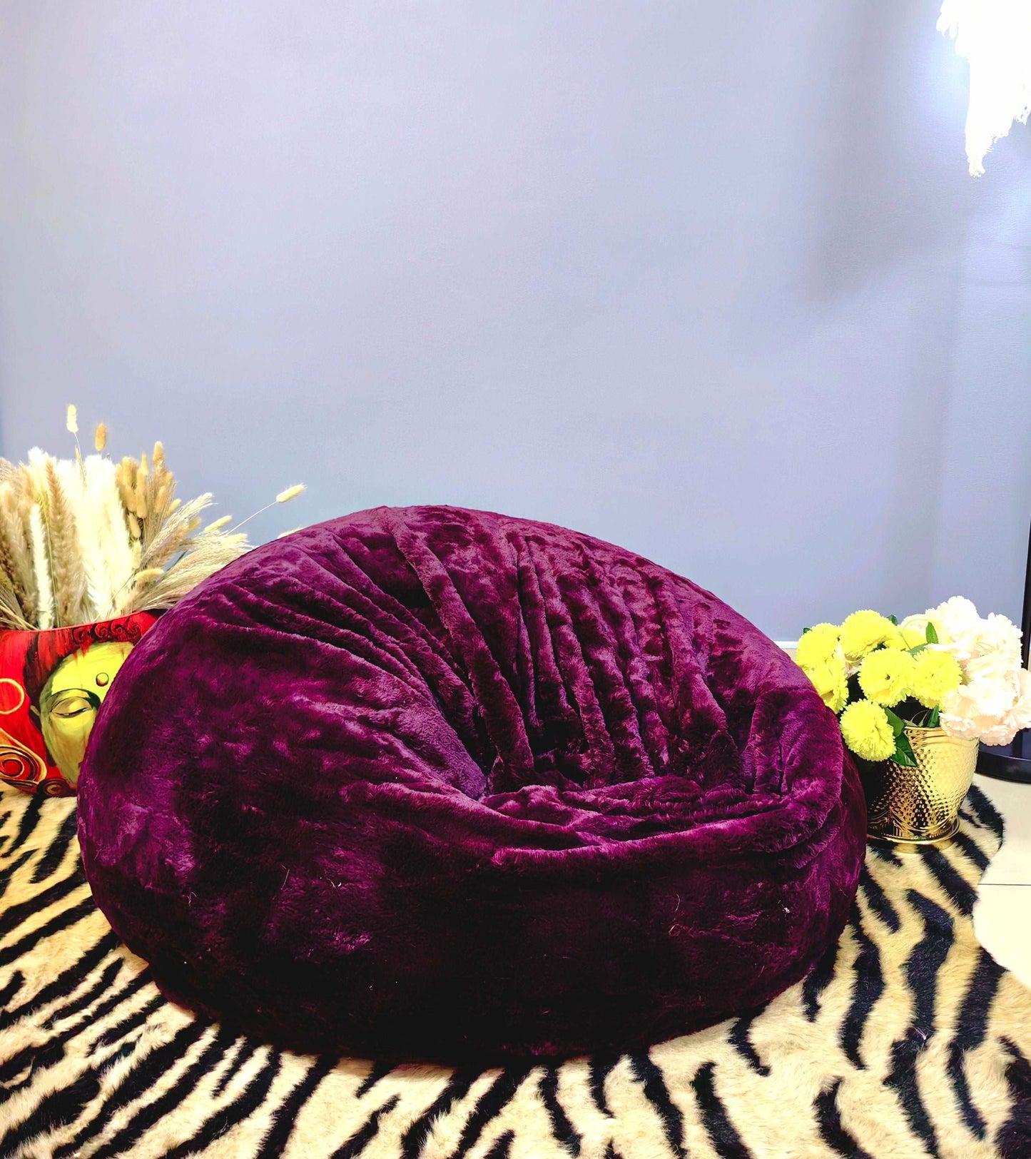 Purple Heavy Luxury Faux Fur High Quality Bean Bag