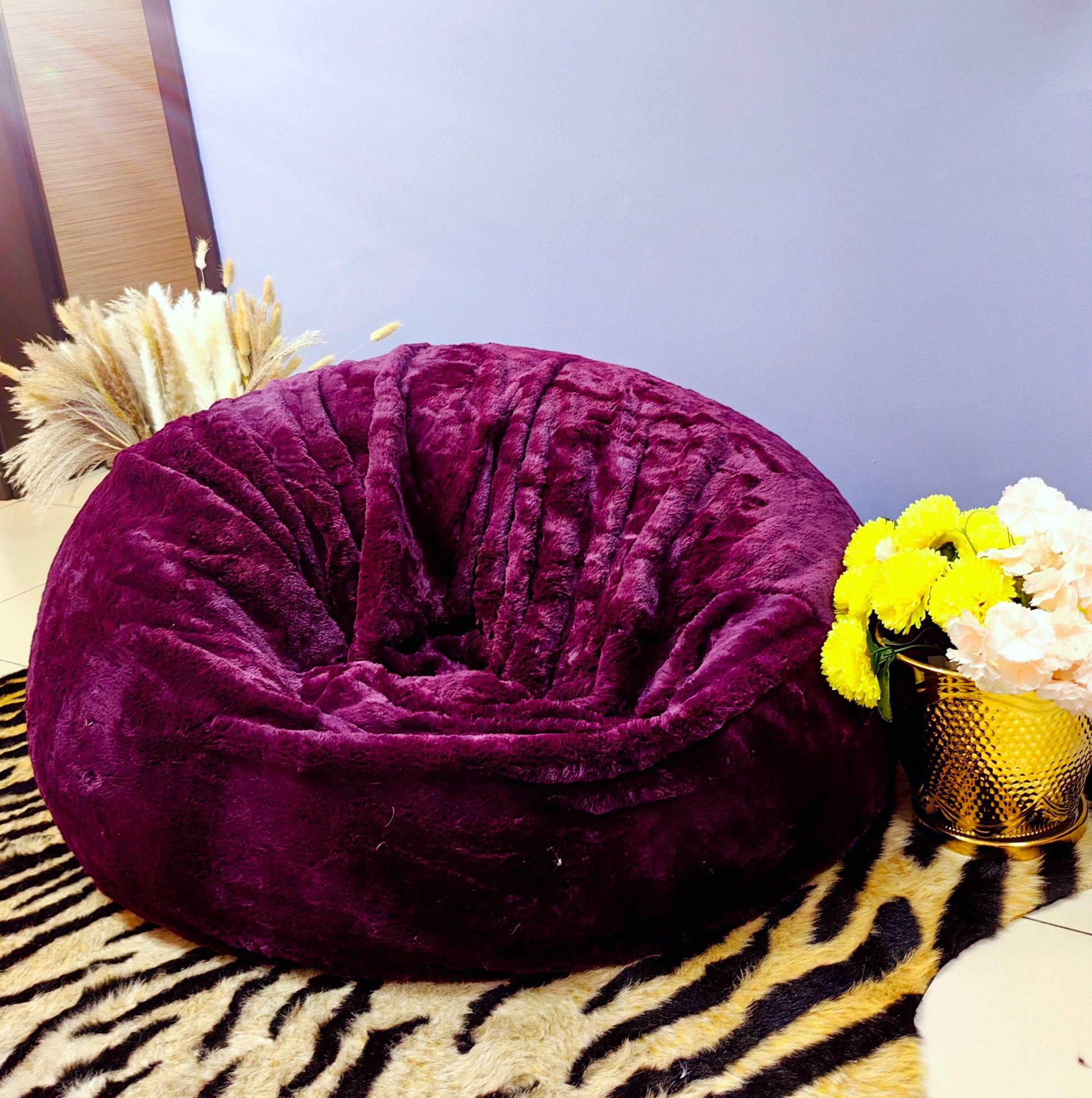 Purple Heavy Luxury Faux Fur High Quality Bean Bag