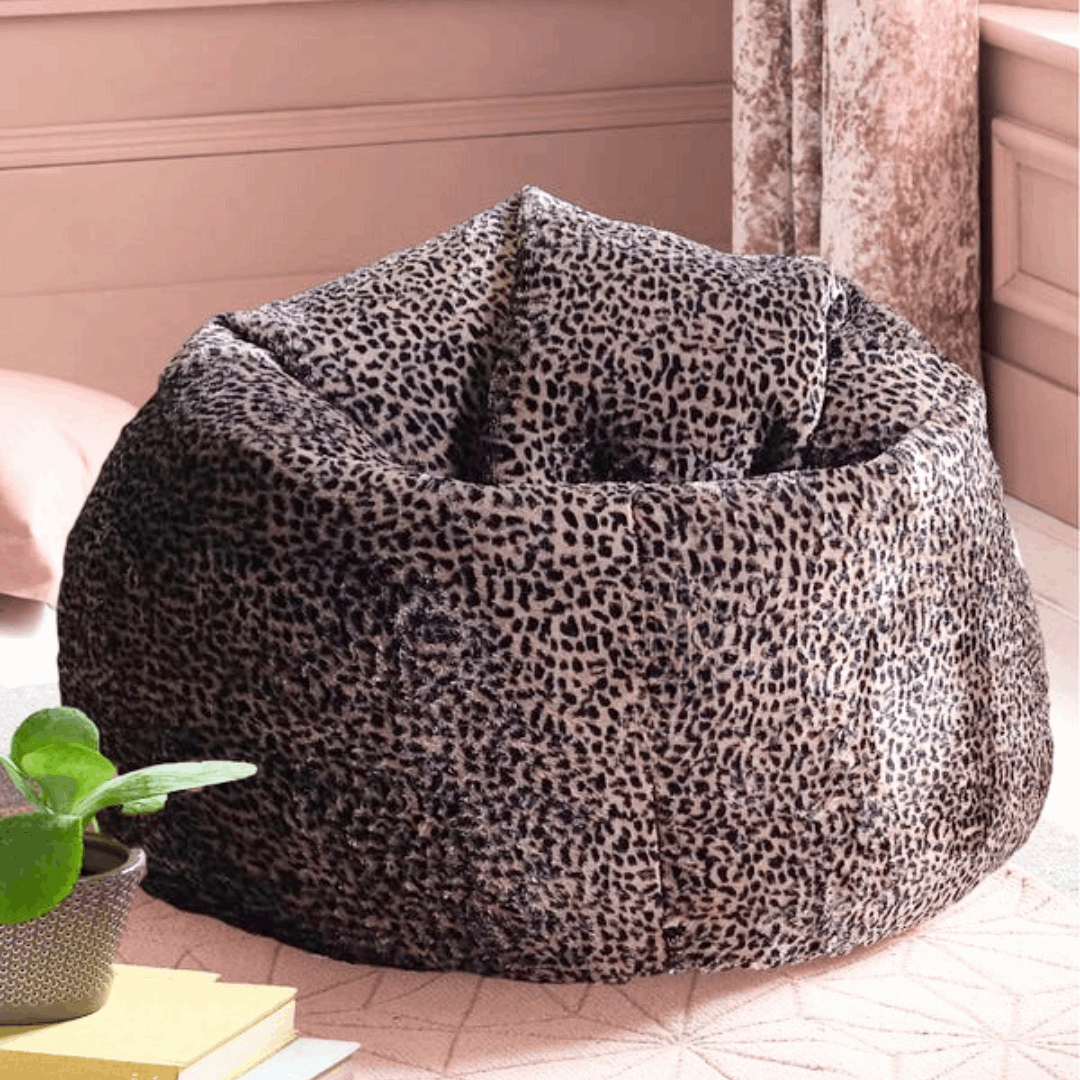 Dark Animal Print Leopard Skin Faux Fur Luxury High Quality Bean Bag